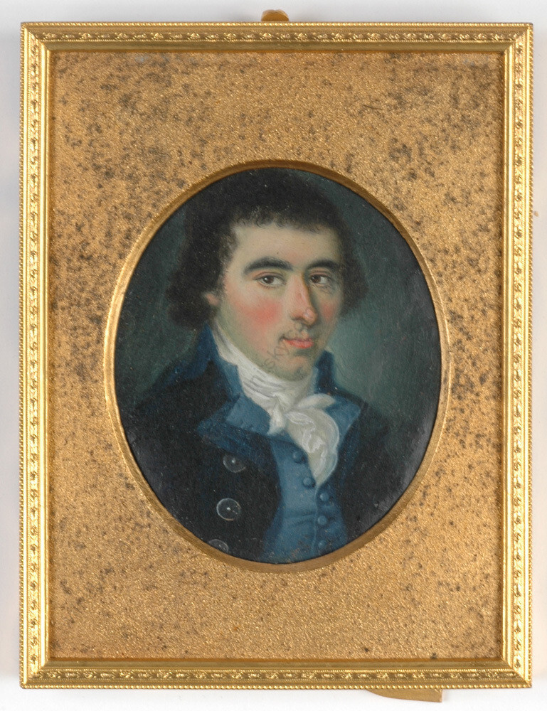 «Portrait of a French Gent» oil on tin miniature from the Directory Period 1790s