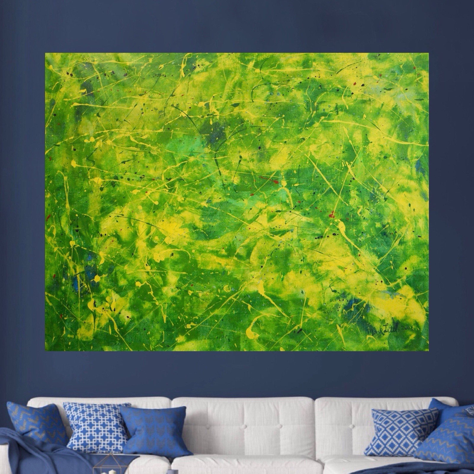 Jackson Pollock Style Giant Canvas Painting 81”X62” (6 Foot 9 inch) Abstract XXL