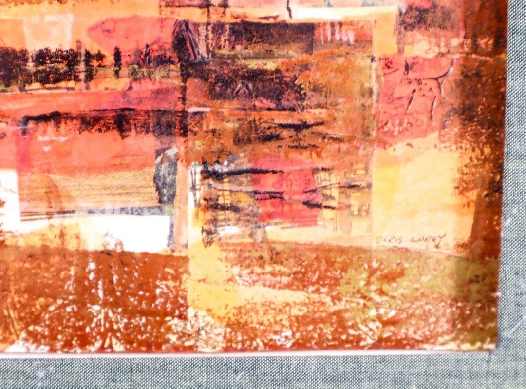 Doris Carey Untitled Abstract Original Painting Signed On Board Framed 15×13