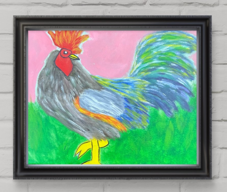 Messa Art: Papa Gallo: 11×14 Abstract Expressionism Original Artwork on Canvas