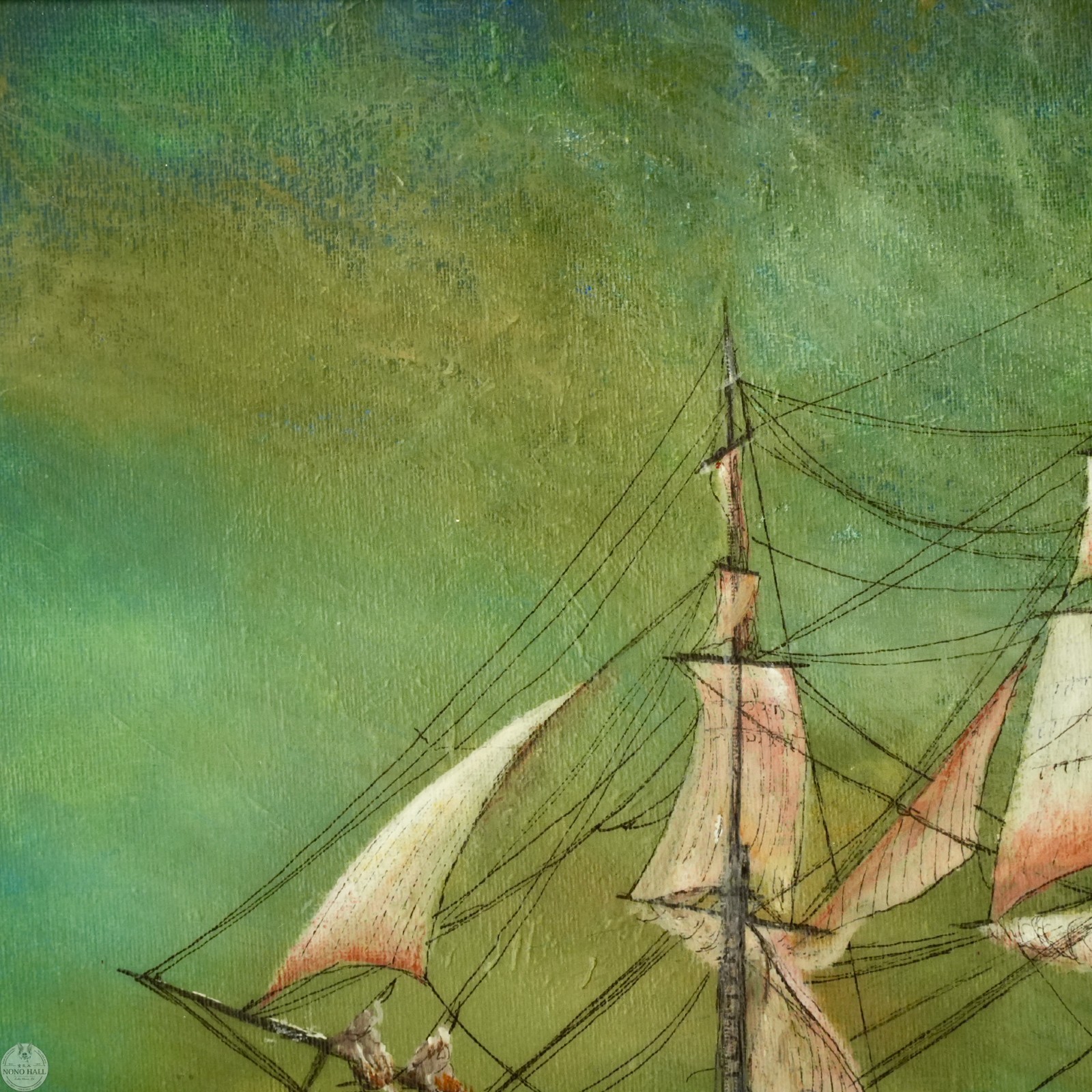 Vintage Seascape Marine Acrylic Painting «Fog Ahead» By George L. Fredricks