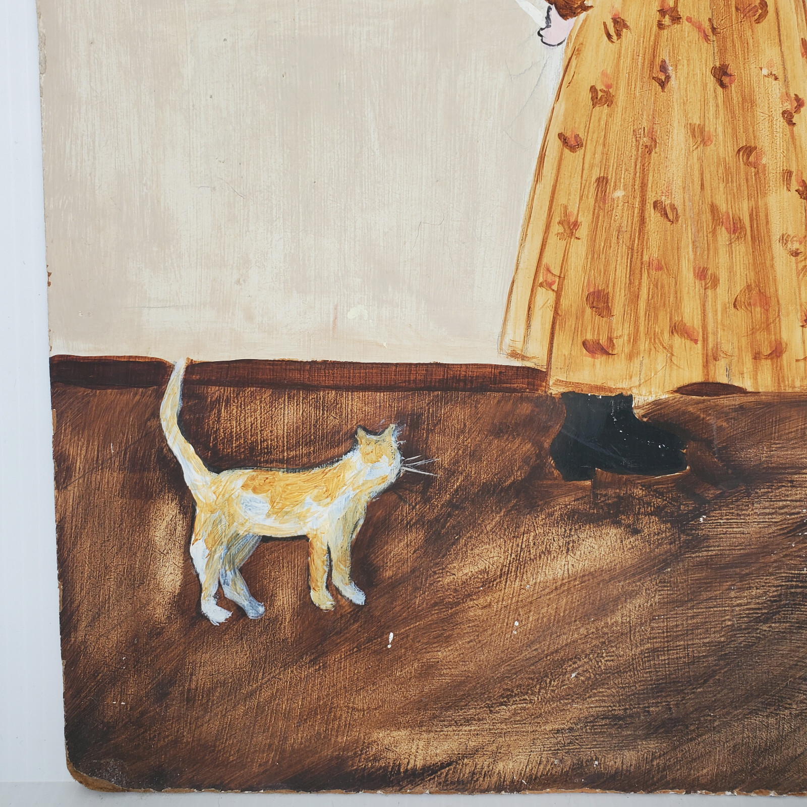 Primitive School House Girl Spelling Cat Chalkboard Math 18×12 Acrylic? Painting