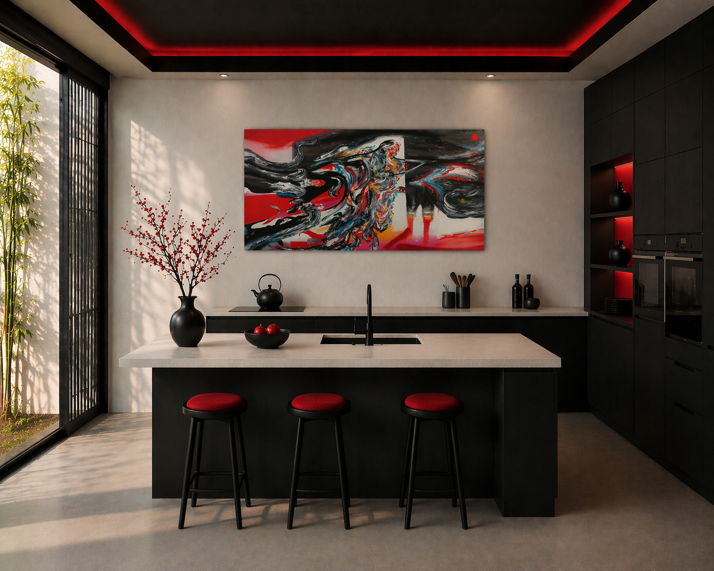 Floating Man Abstract Art – Unique Painting SALE on Italian Canvas