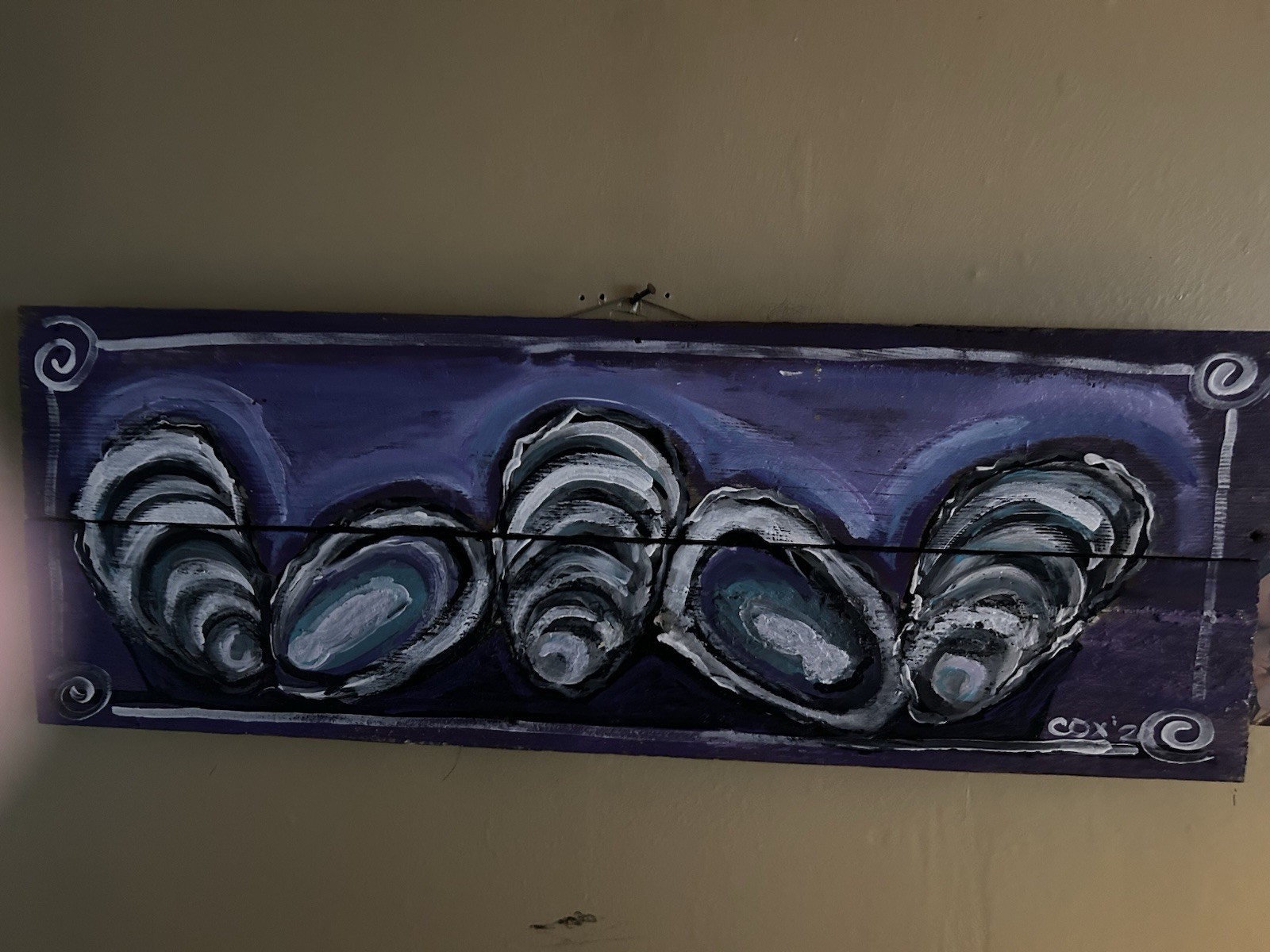 Oyster Painting On Barn Wood 32” Long