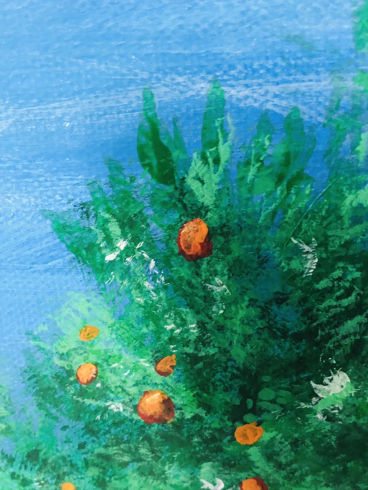 20×16 Canvas Acrylic Painting Orange Tree & Summer Skies Hand Painted 2023 CE