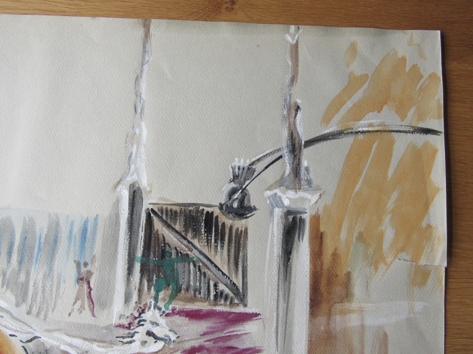 Opera Decor Gouache Drawing Signed by Jacques André Brégère set design painting