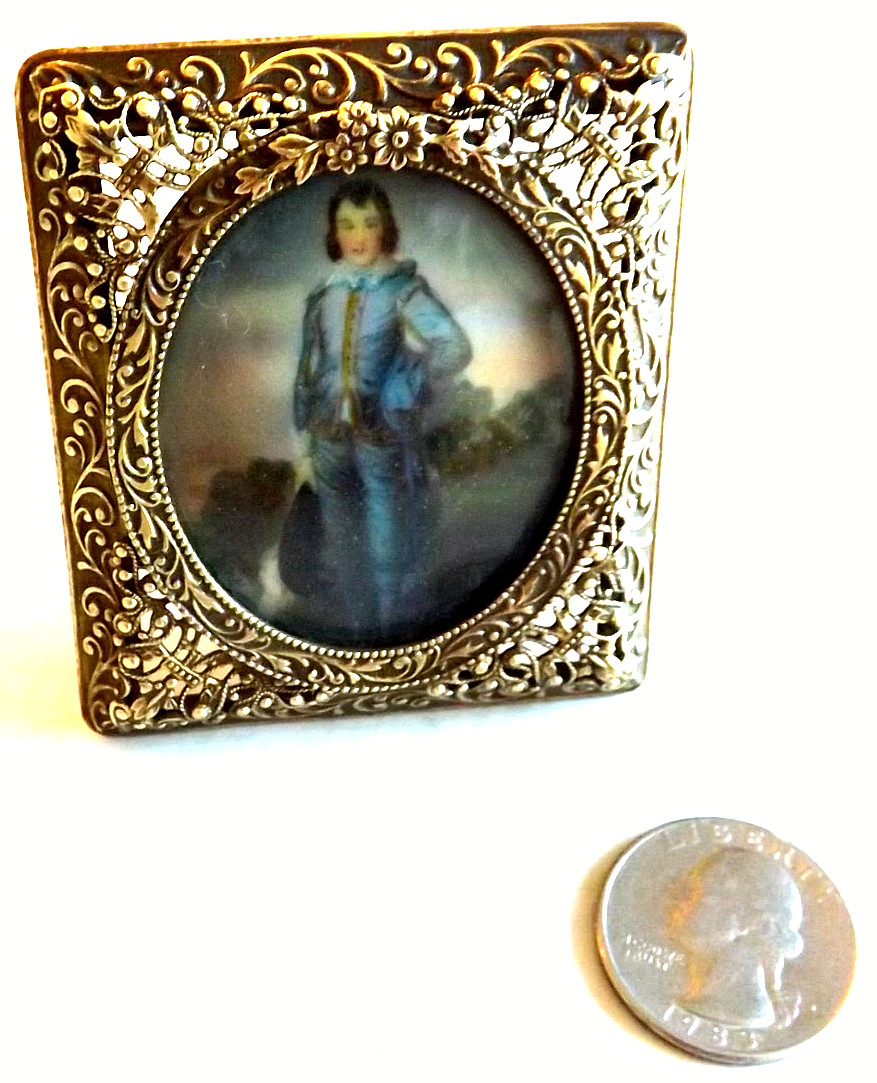 ANTIQUE MINIATURE PORTRAIT PAINTING THOMAS GAINSBOROUGH BOY IN BLUE