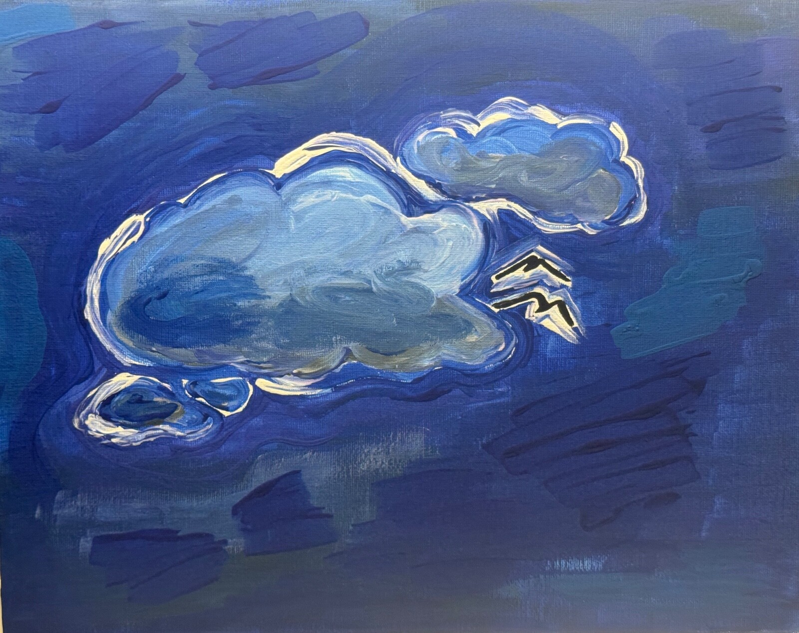 Original Acrylic Painting 11″ x 14″ – Abstract Cloudscape Blues Signed Art 2024