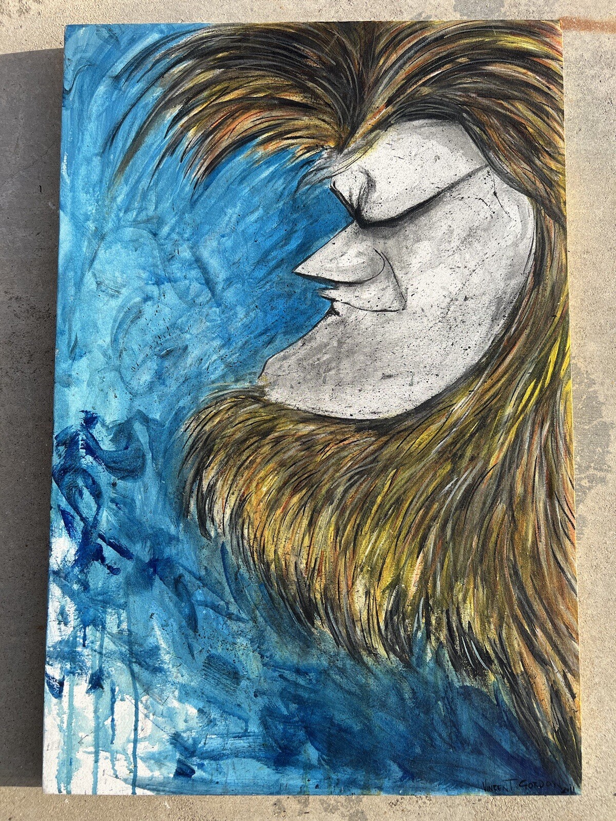 “MOON MAN” Original Painting Outer Space Unique 1 Of A Kind Stoner Art 420