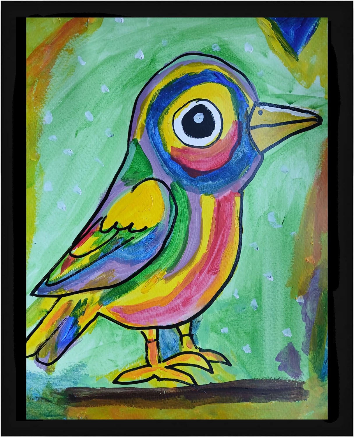 Abstract/Impressionism 11×14 Bouncy Bird Modern Handmade Colorful Art Painting