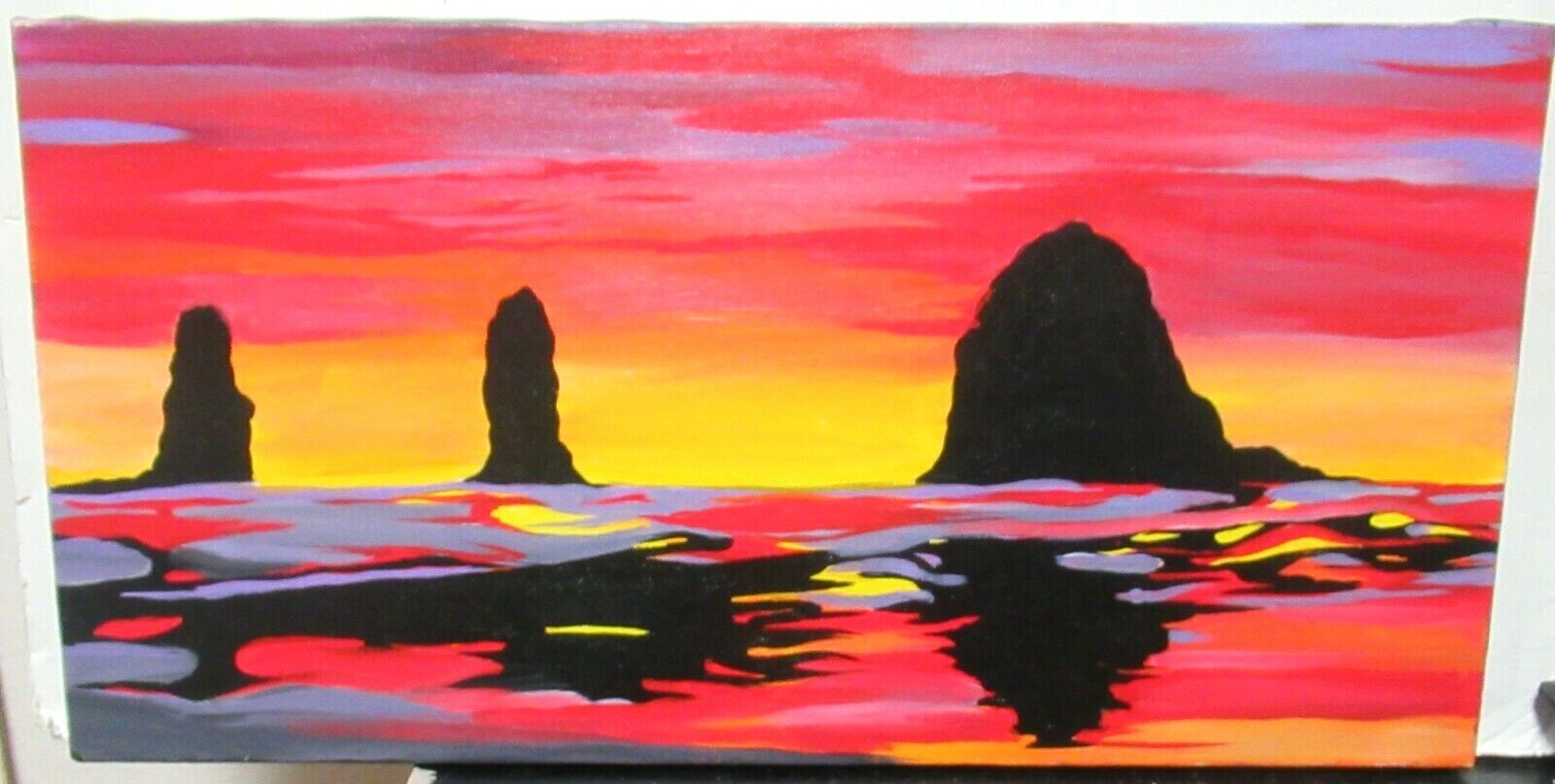 KEVIN CAREY ORIGINAL OIL ON CANVAS SUNSET ABSTRACT LANDSCAPE PAINTING