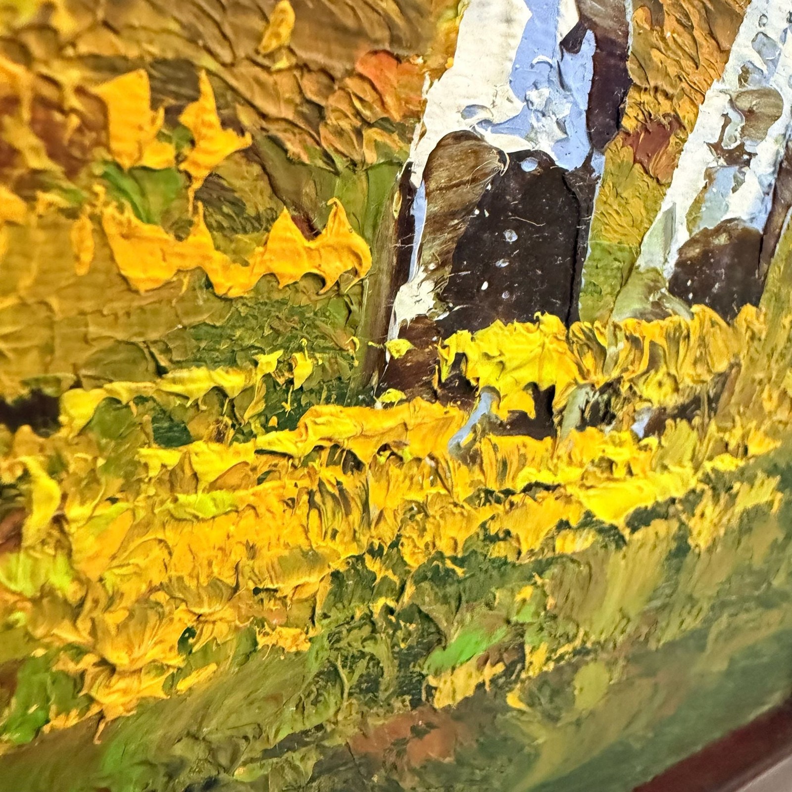 Autumn Birch Forest Landscape Impasto Oil Painting on Canvas