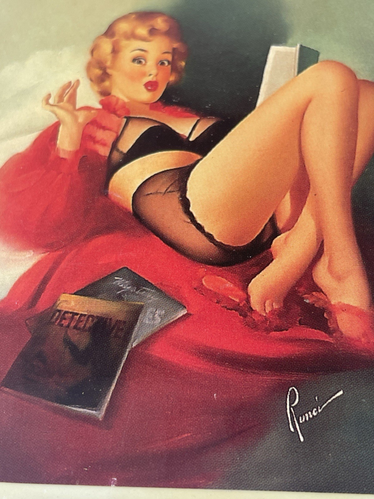 Vintage Tile Risqué Sexy Lady 1945 Edward Tunic