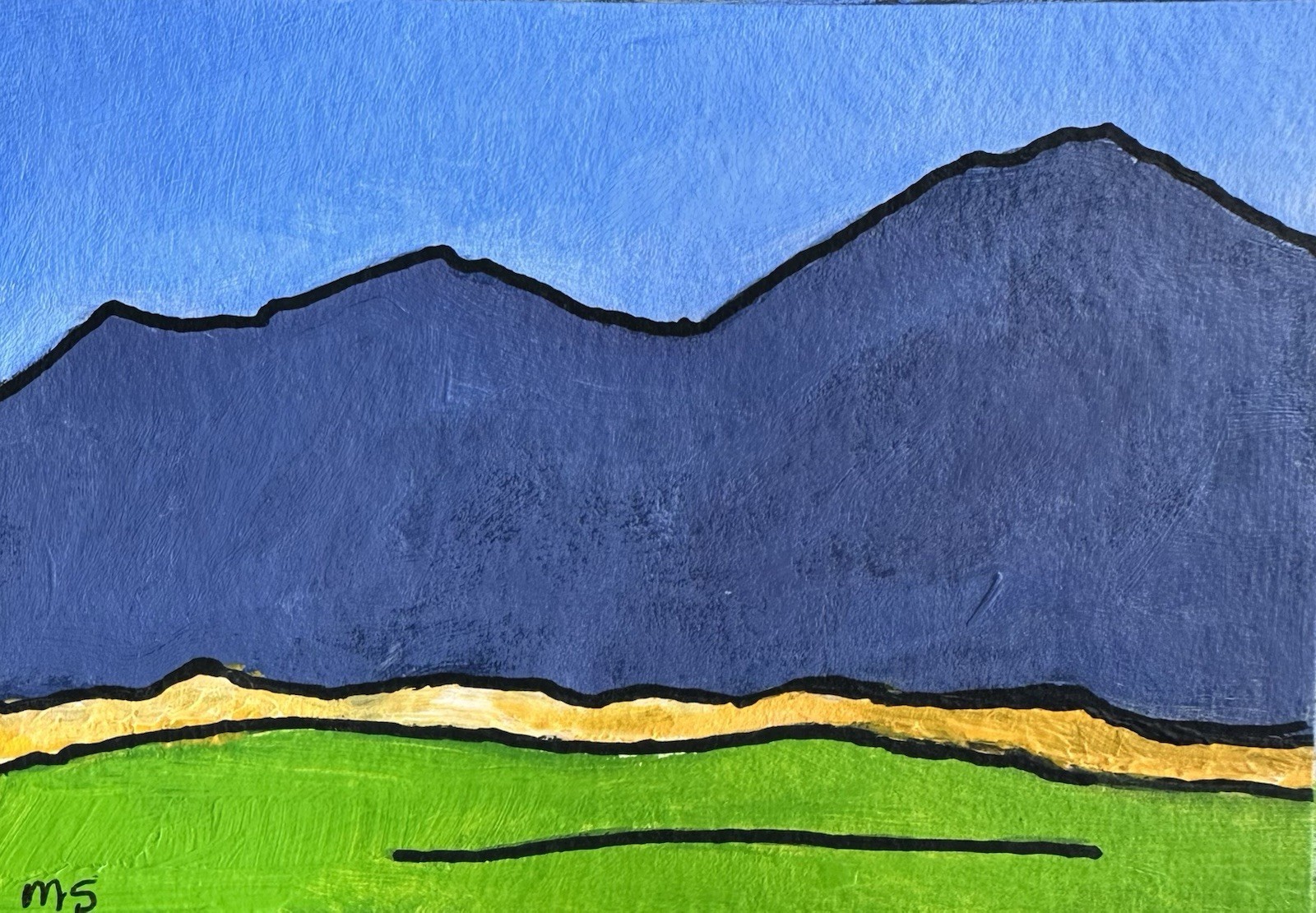 ACEO Original Minimalist Colorfull Mountain Landscape