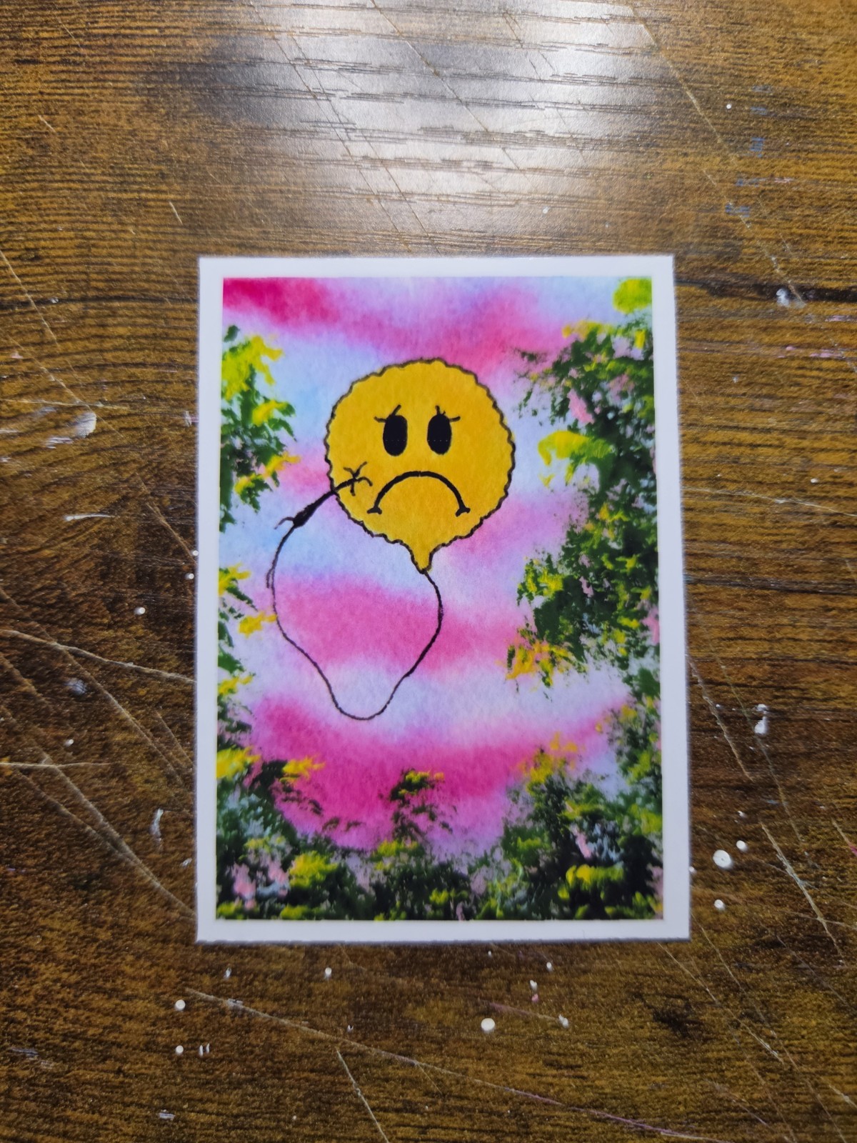 ACEO *Art Print of Original painting Sunset Sad Balloon (2.5×3.5 inches)