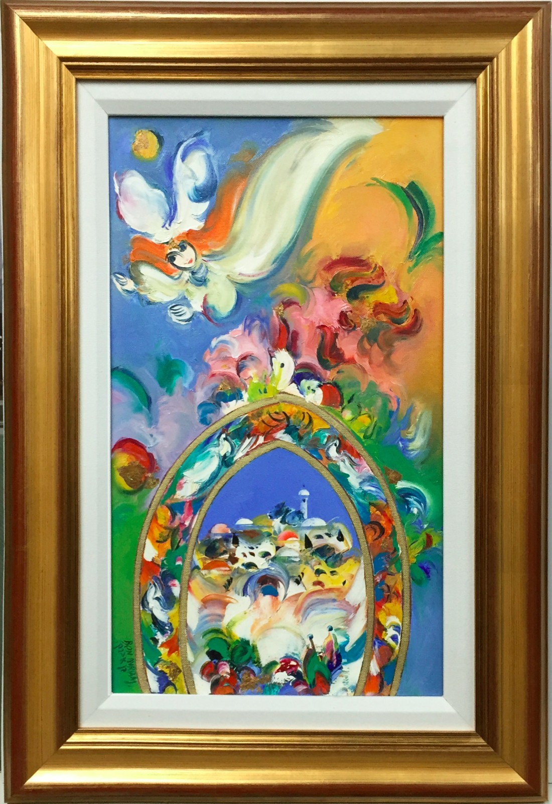 Judaica-Israeli Art- Ben Avram Original oil painting on Linen. Framed