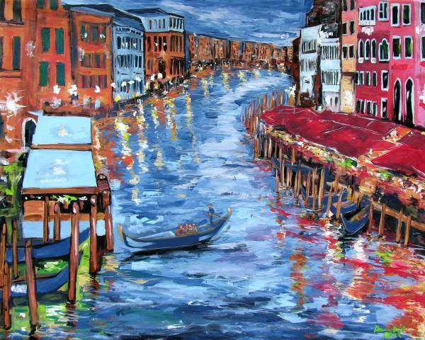 VENICE GONDOLA ORIGINAL Art PAINTING DAN BYL Fine Modern Contemporary Huge 4x5ft