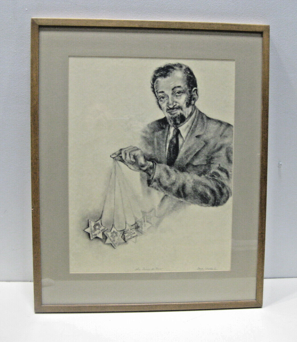 1976 Signed Sara Wallach Jewish Portrait «The Time Is Now» Soviet Jews