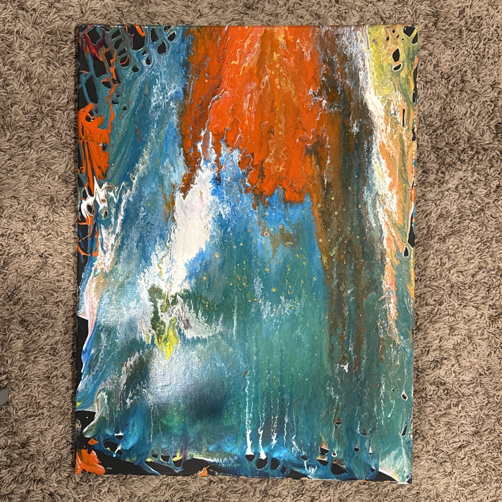 Handmade Paint Pour Painting 24in By 18in