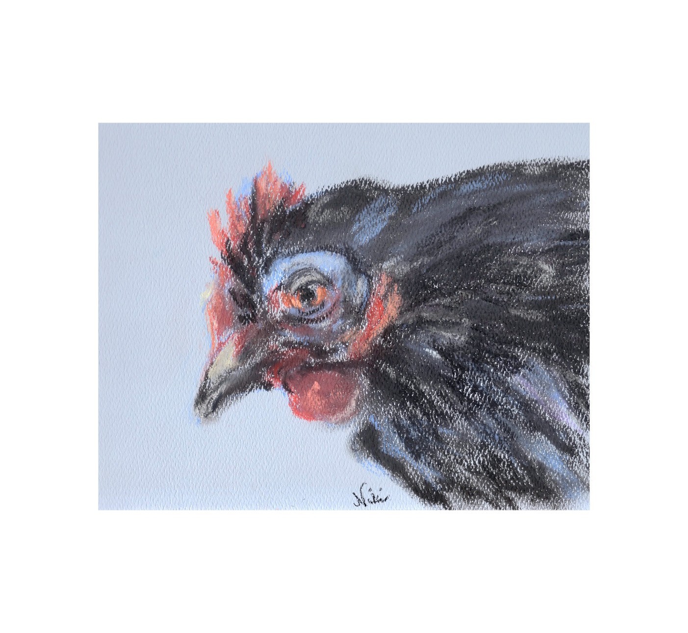 Original Handmade Collectible Farm Bird Artwork Chicken Small Pastel Animal Art