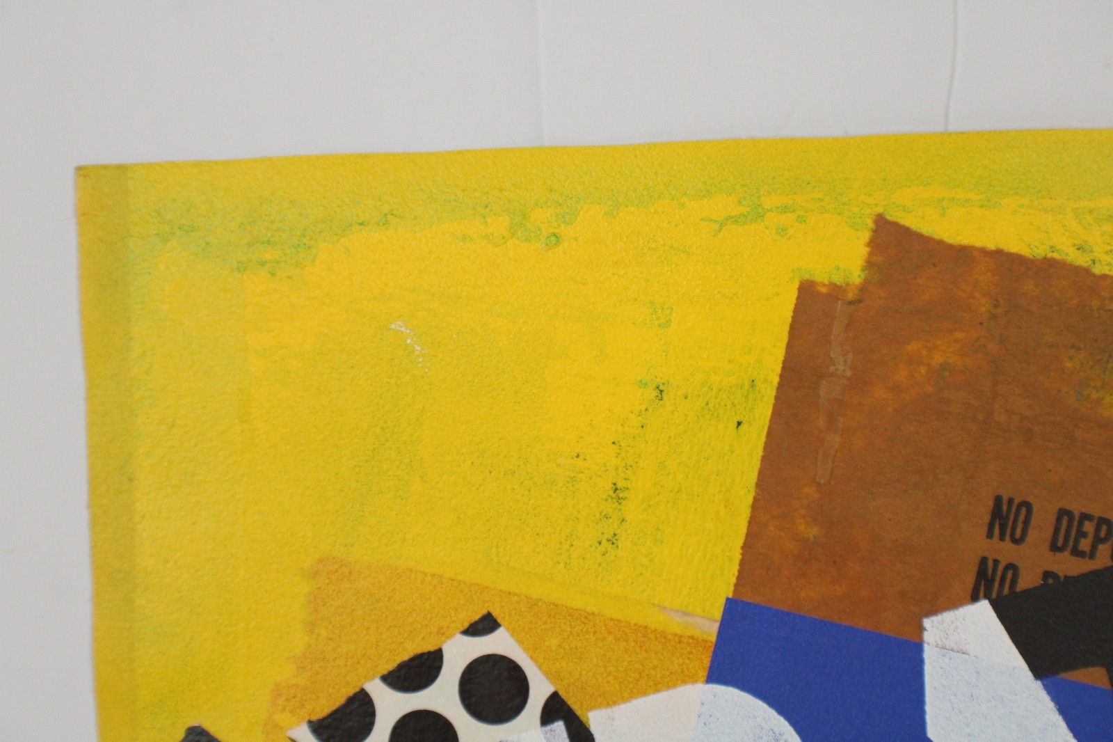 Mid Century Collage Abstract Style Oil Painting On Canvas Signed Jon Henry