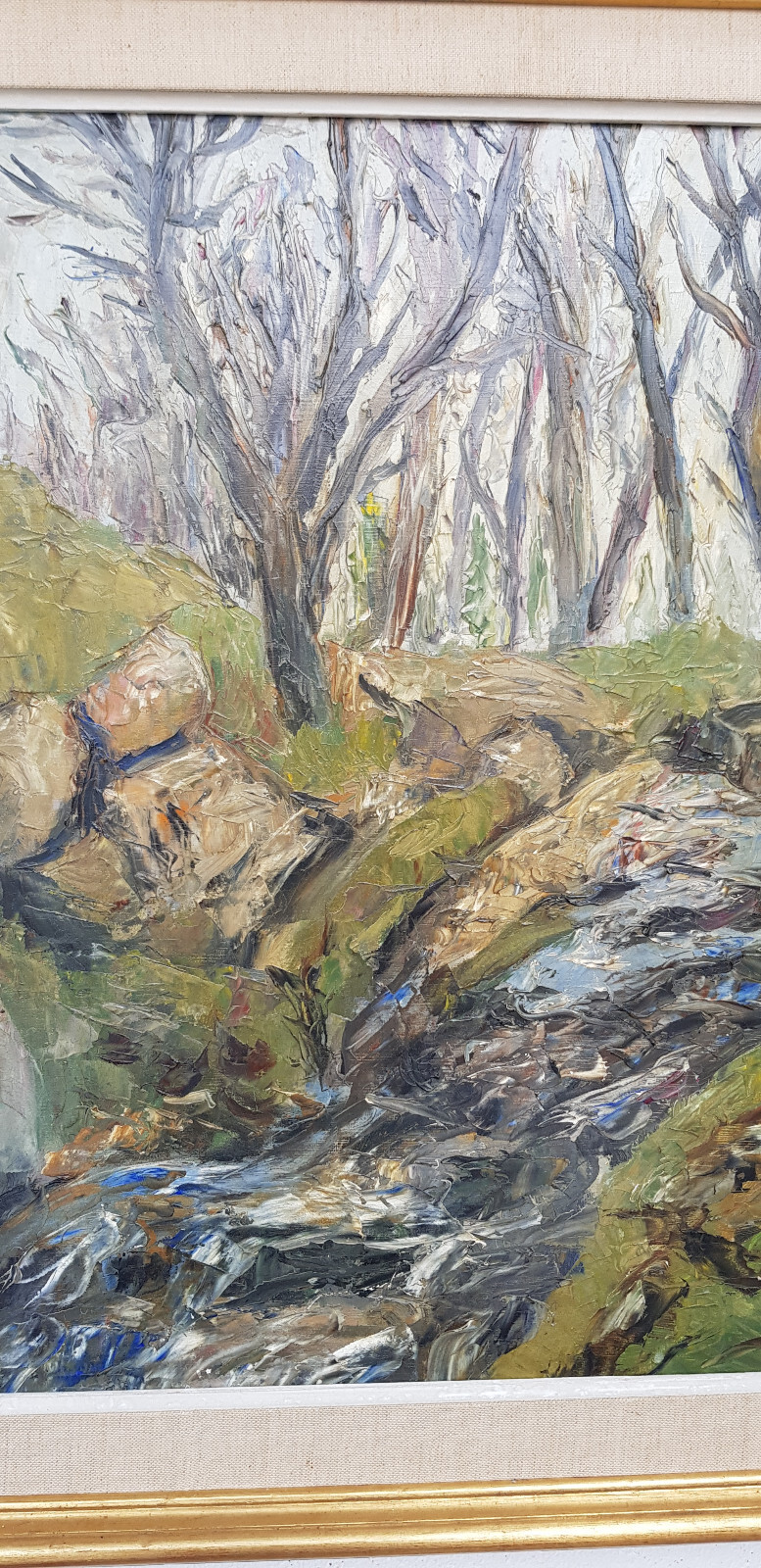 Abstract oil painting artwork with frame picture painting oil painting forest