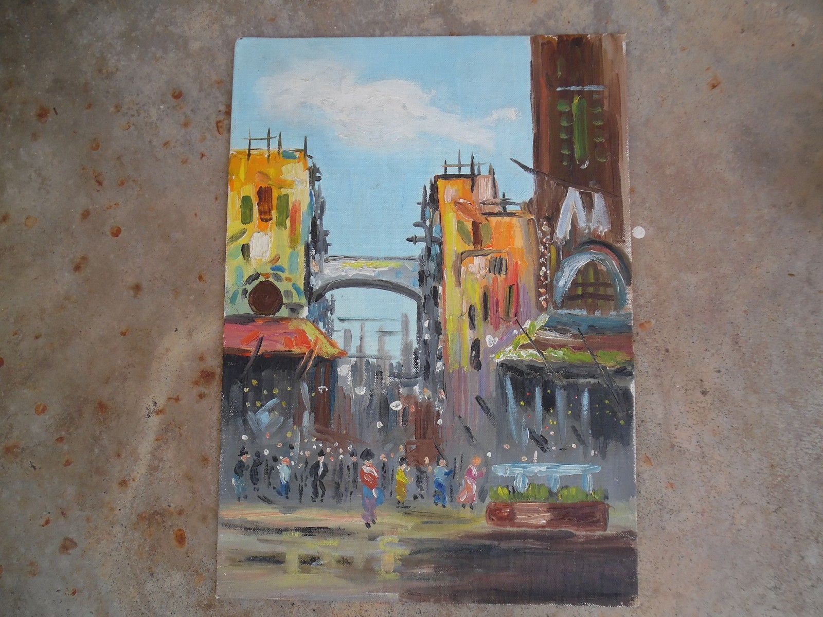 ORIGINAL OIL PAINTING OF EUROPEAN CITY SCENE