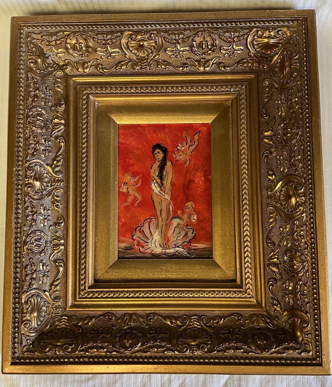 W. J. Huettell «Venus Arisen” Oil Painting w/ Gold Embossed Frame