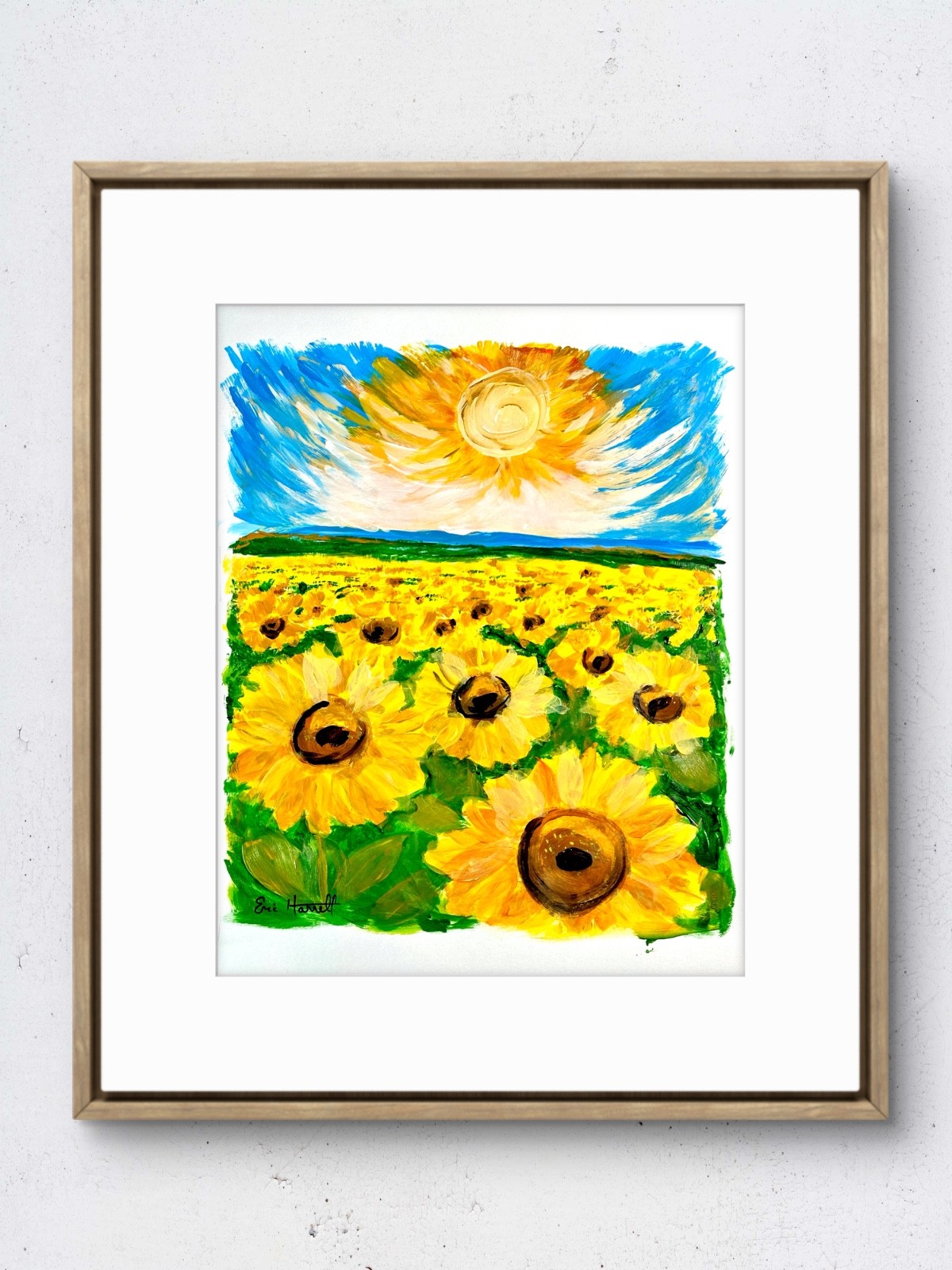 Original Sunflower 11×14 Paper Vibrant Signed Acrylic Impressionist Art Painting