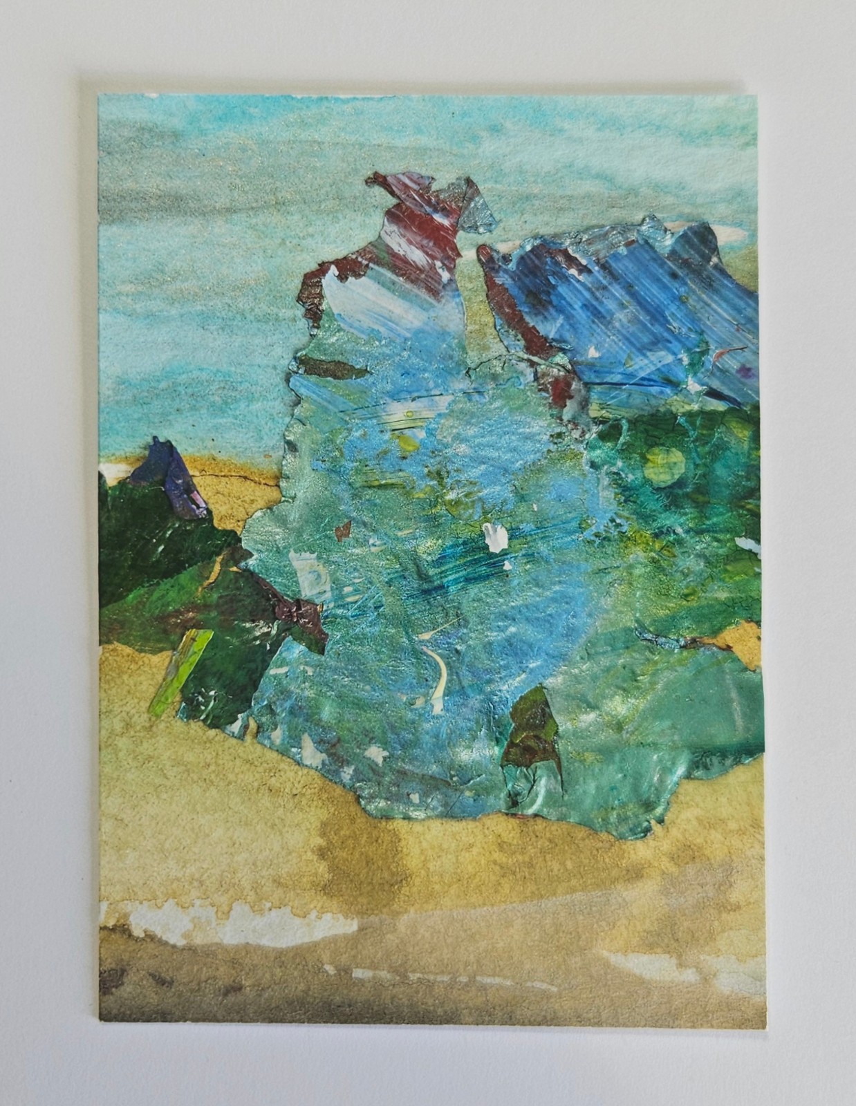 ACEO Card 2.5×3.5″ Original Miniature Art Abstract Landscape Series 5/11 #0017