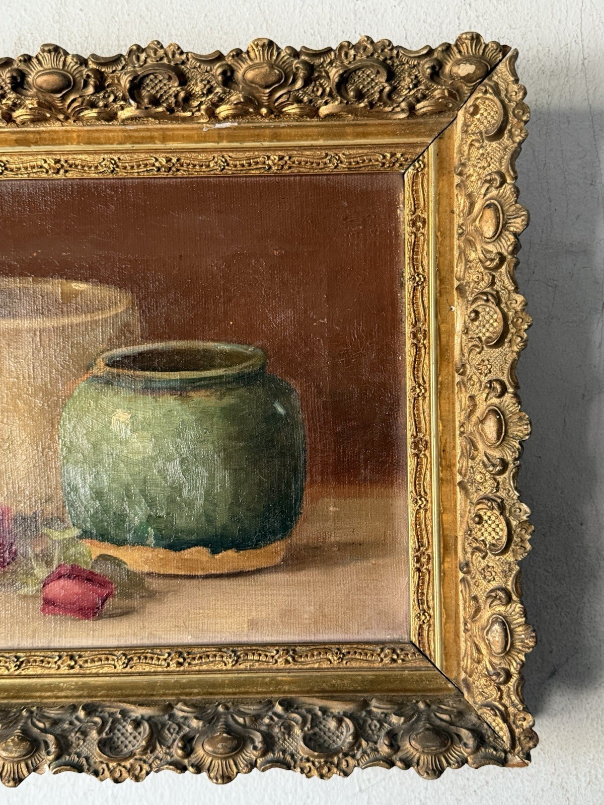 ELEGANT ANTIQUE 19TH CENTURY STILL LIFE REALISM OIL PAINTING OLD VINTAGE ROSES
