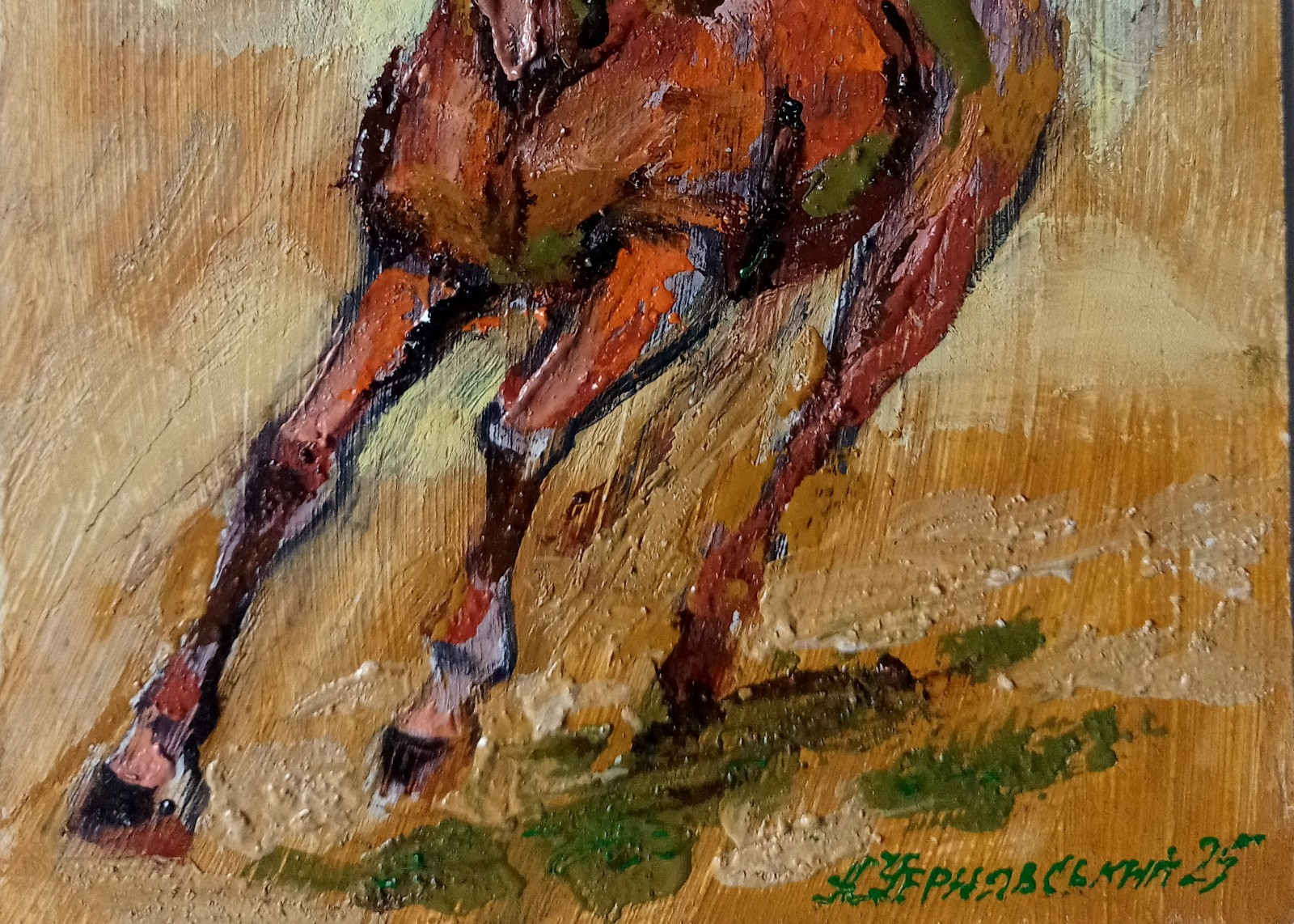 Horse Impasto Painting Original Art Impression Oil Painting 7.8 x 5.9 in