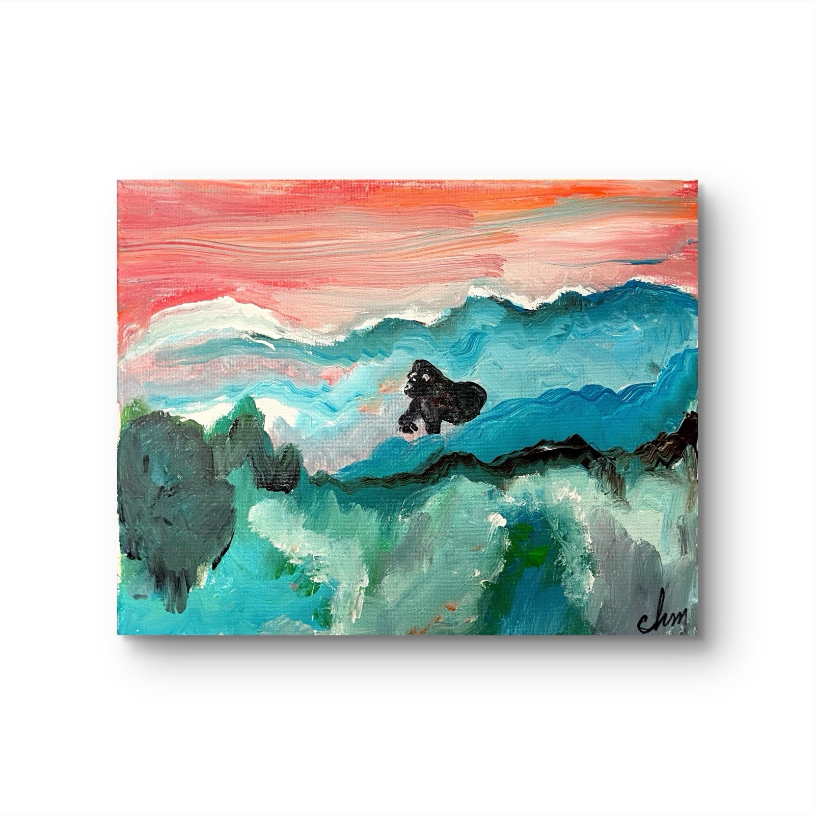 11×14 “Gorillas In The Midst” Original Colorful Painting Abstract Unique Art