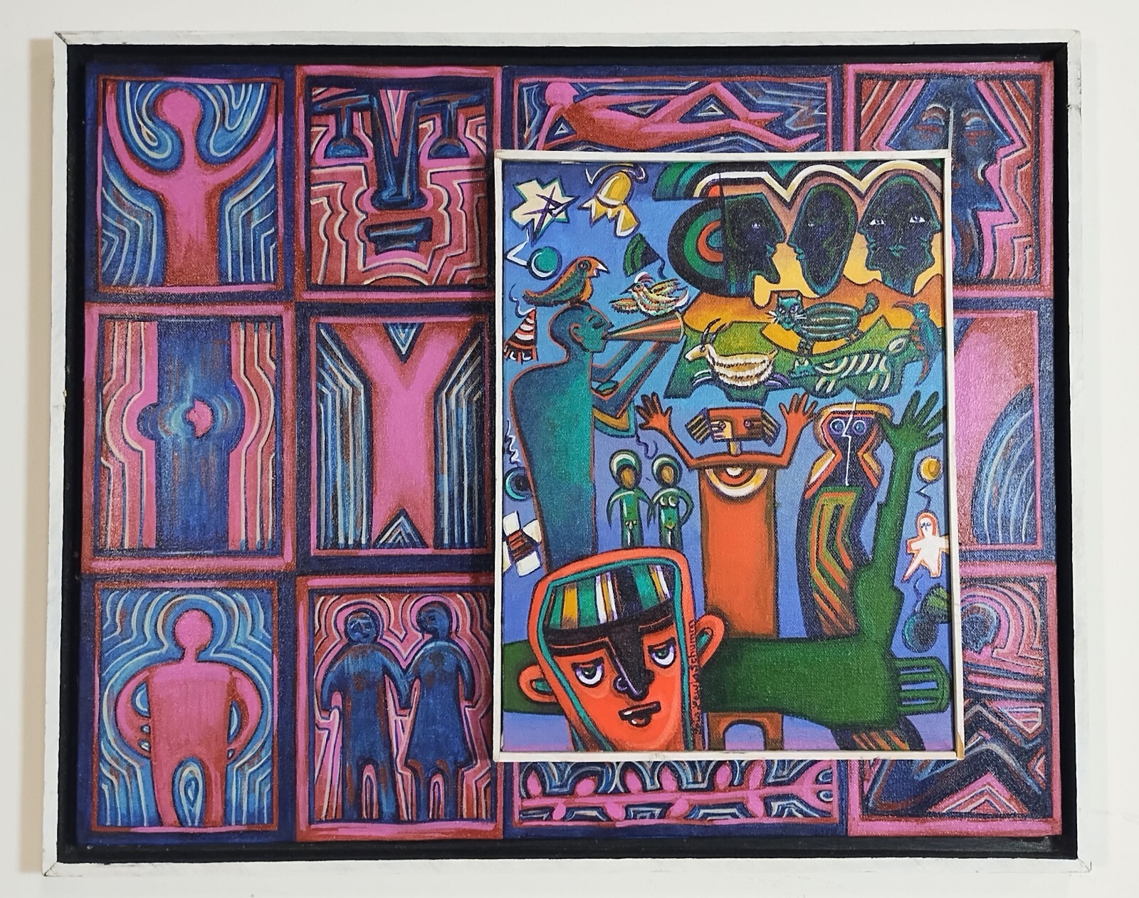 Abstract Expressionism Figural Modern Art Lois Lewis Schumm Acrylic Canvas 21X17