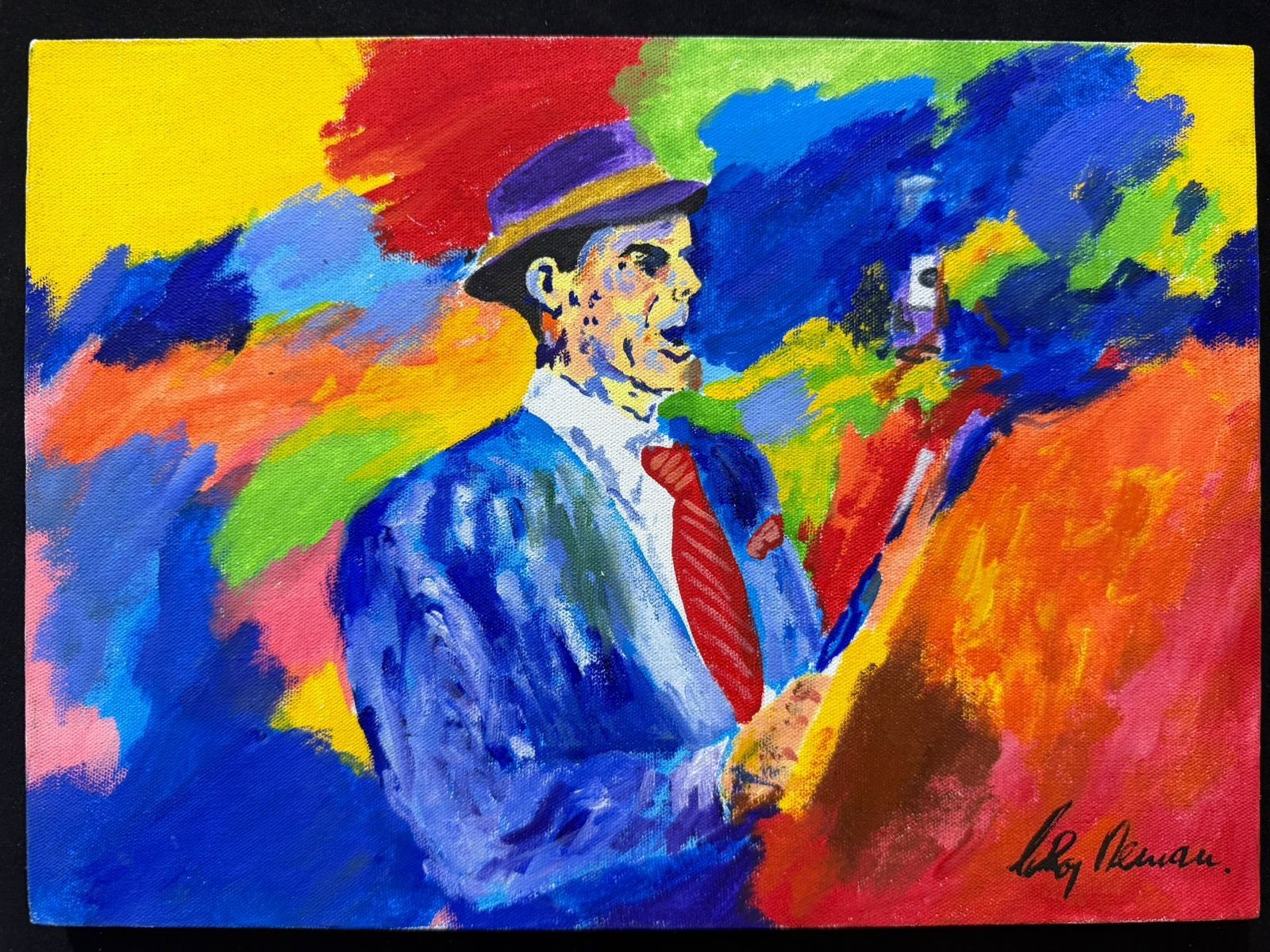 leroy neiman painting watercolor , oil on canvas signed stamped vintage