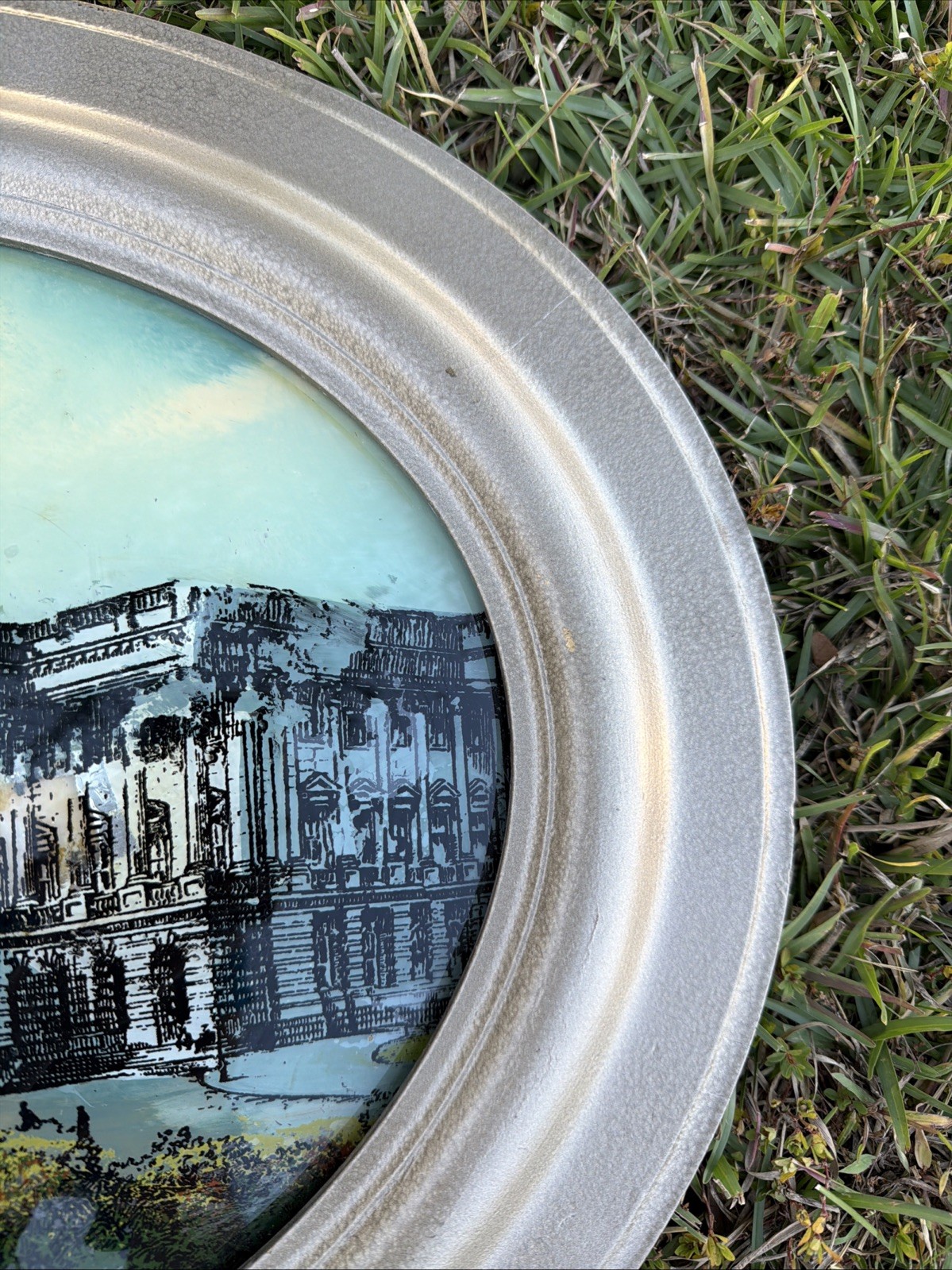 VTG Framed US Capitol Building Washington DC Reverse Painting Convex Glass VGC!