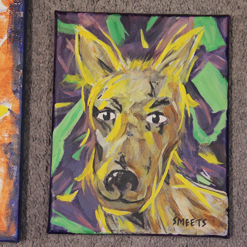 Abstract Expressionism Dogs Original Acrylic On Canvas Painting Signed By Artist