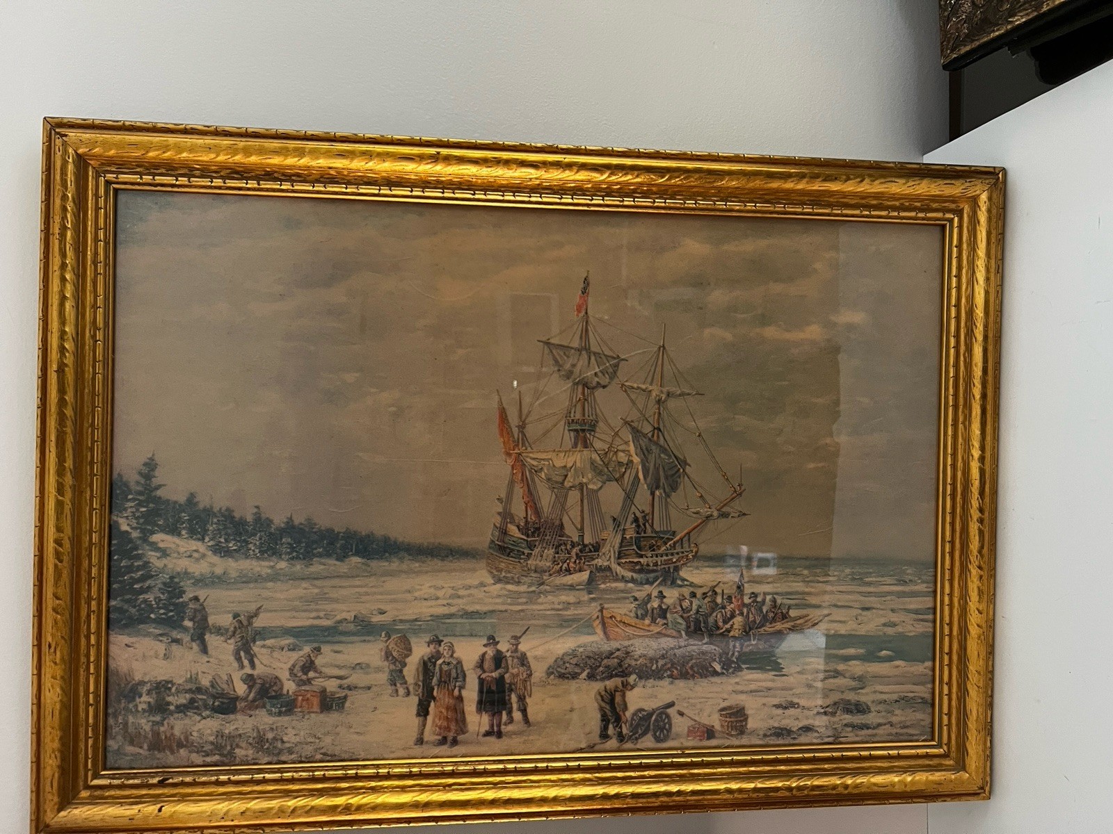 VINTAGE LARGE NICE PRINT SHIPES PORT