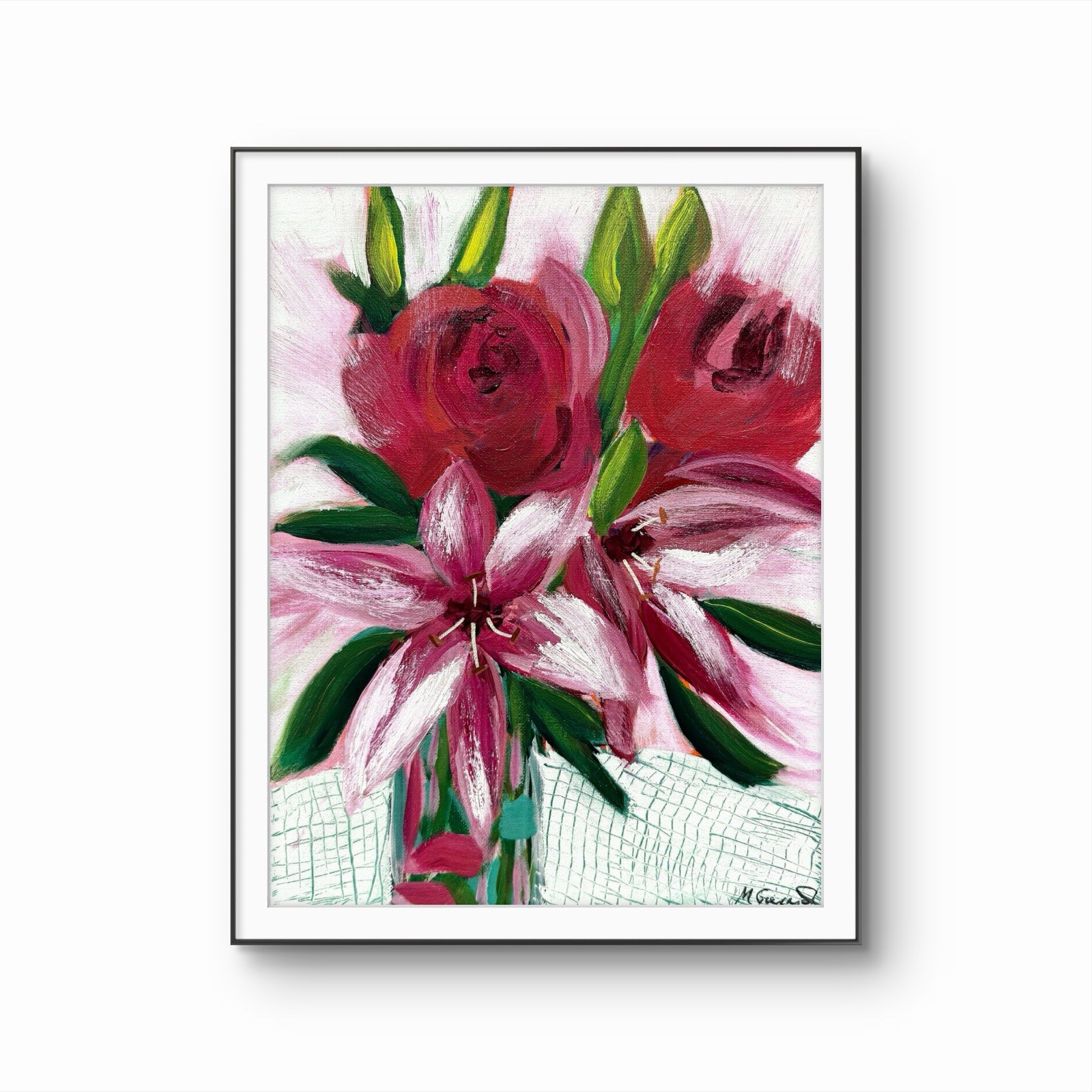 GERARD 11X14 IN-Abstract Expressionist Original Acrylic Painting Flowers