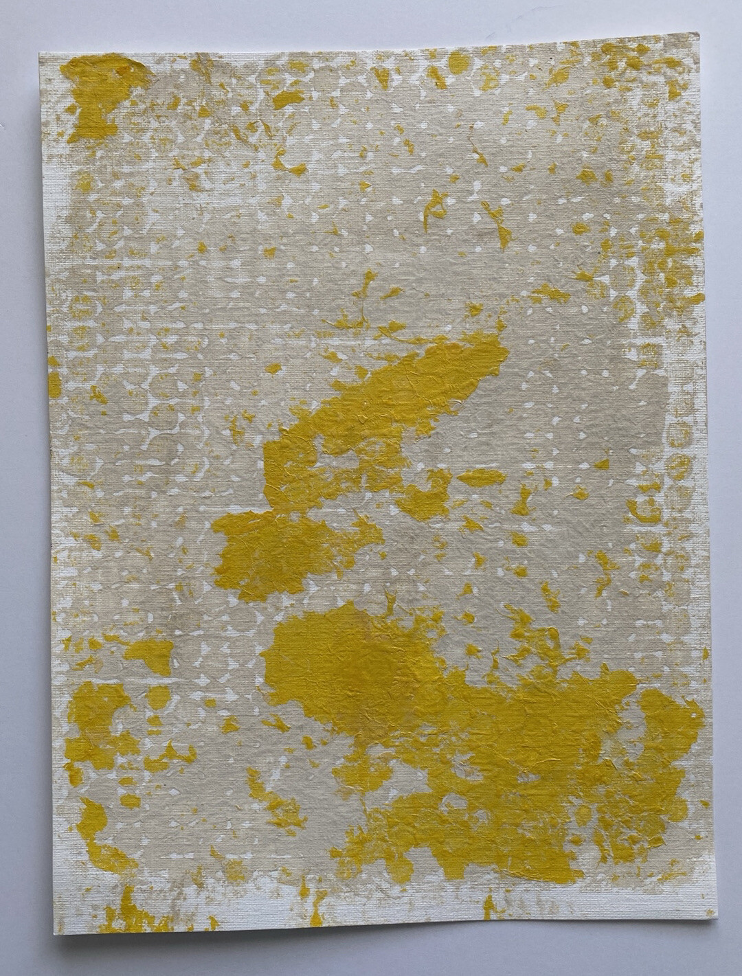 Abstract Acrylic Original Painting On Canvas Paper 9X12 Yellow