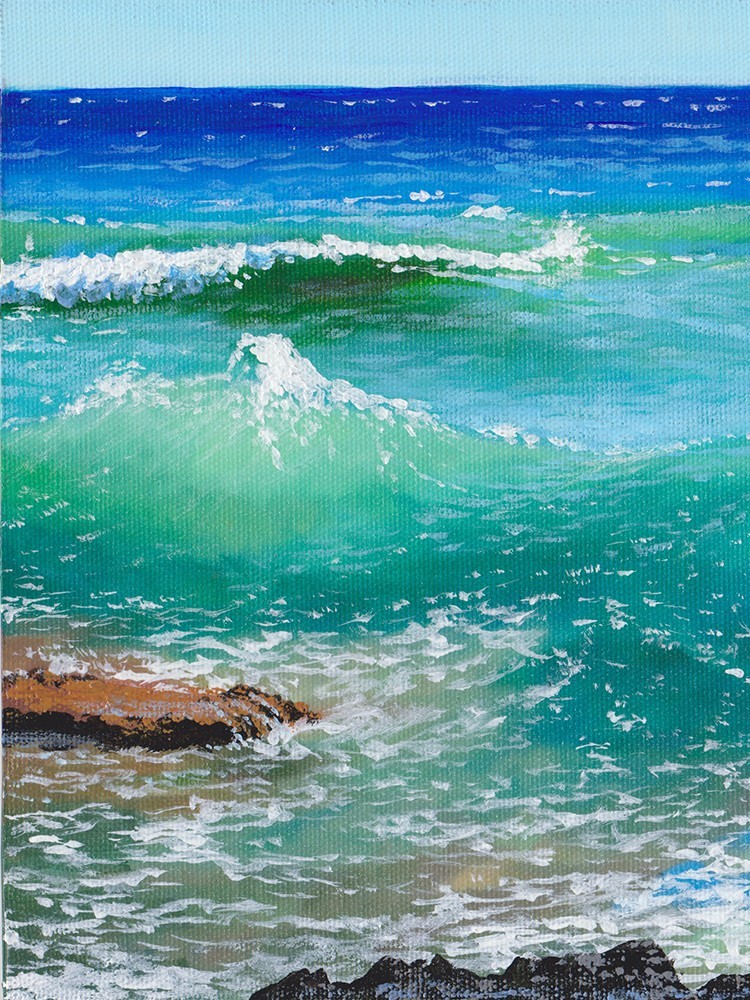 ORIGINAL Oil Painting on Canvas Arseni ~ BEAUTIFUL SEA V – 12″ X 8″ NO FRAME USA