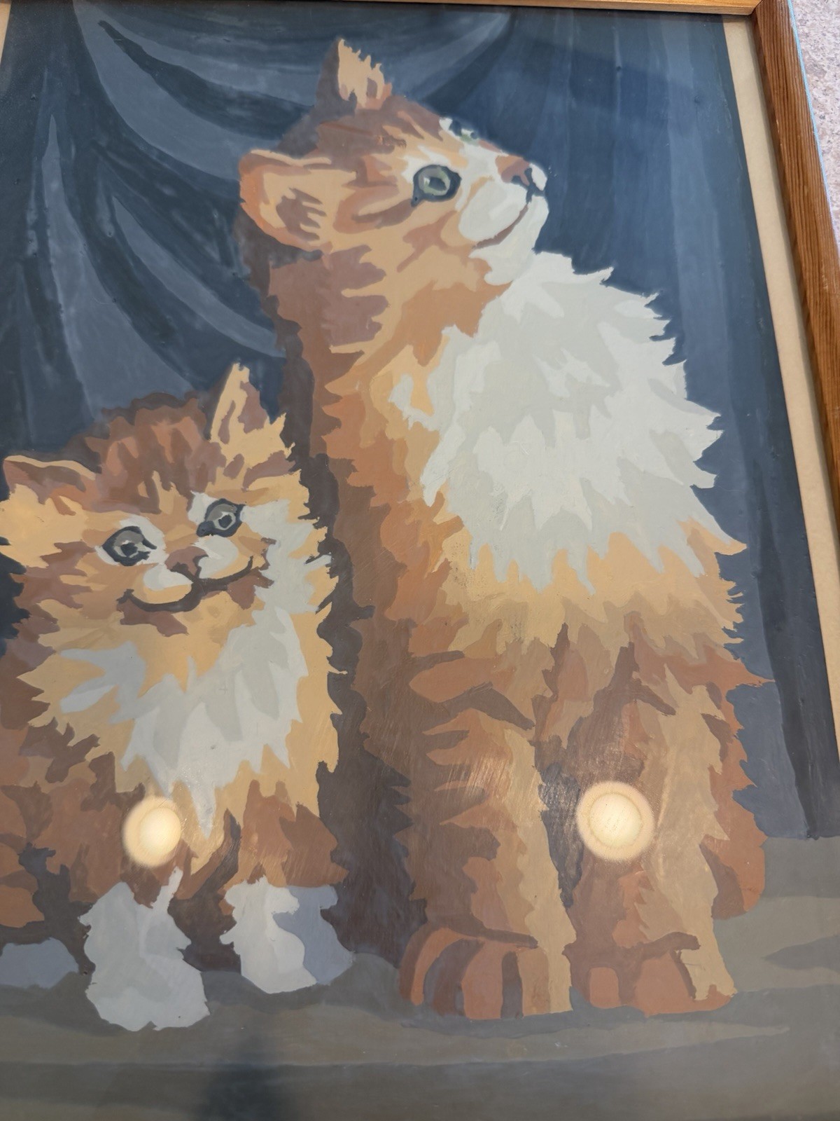 Vintage Paint by Number «Kitten Cuties» Framed Set of 2 1960s Cats