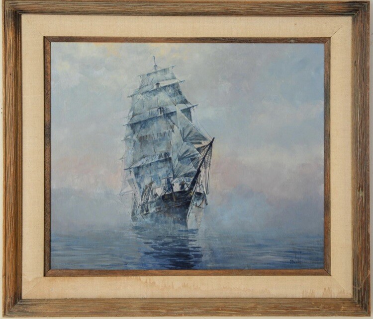 Ben Neill 1914-2001 Flying Cloud Clipper Ship *ORIGINAL* 20”x24” Oil On Board