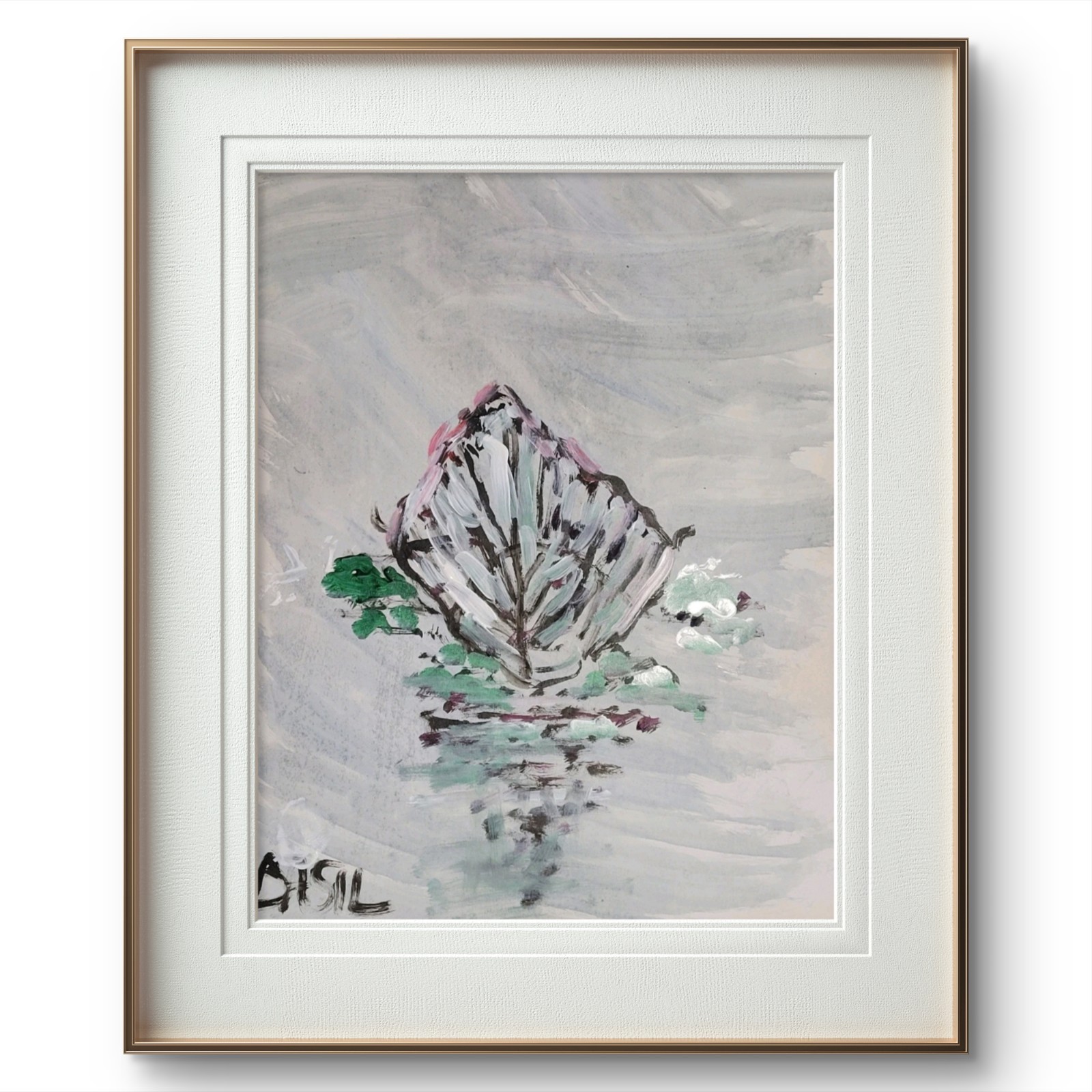 Abstract Expressionist Original Painting Canvas, Boat In Water