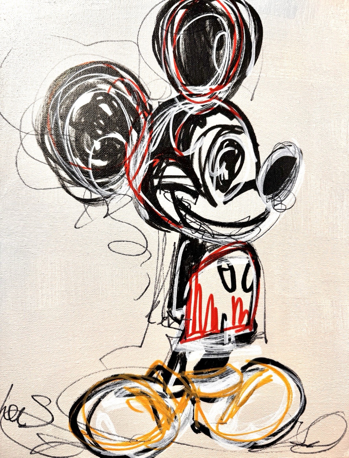 SAMATOWIC Original Abstract Mickey 11×14 Handmade Signed Fun Kids Room Art 276