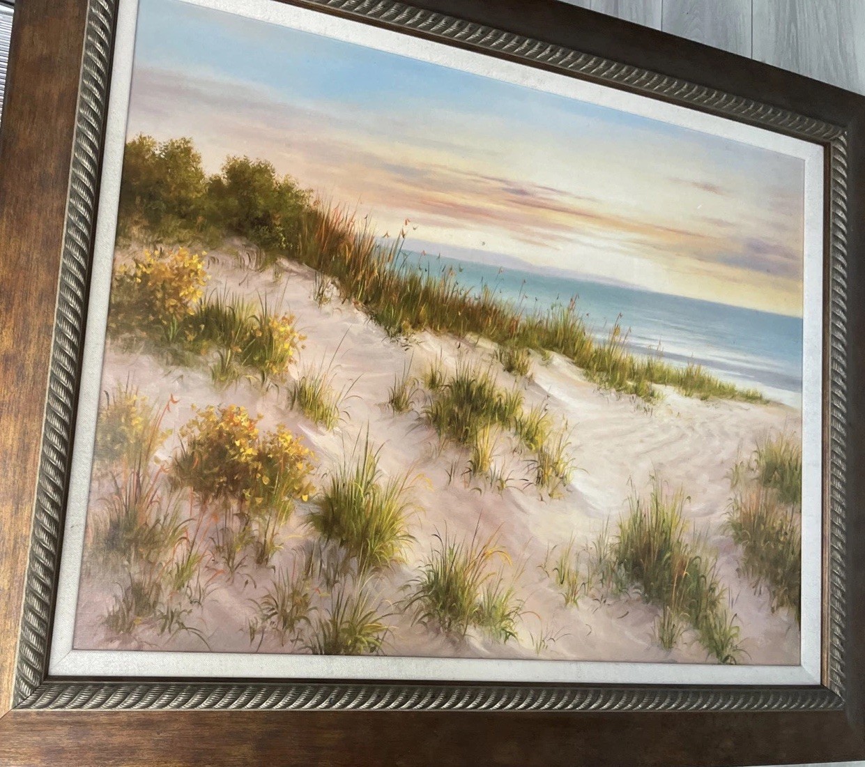 Vintage Coastal Sunset Signed B.Smith Vtg Frame Orig Litho 31″X39″