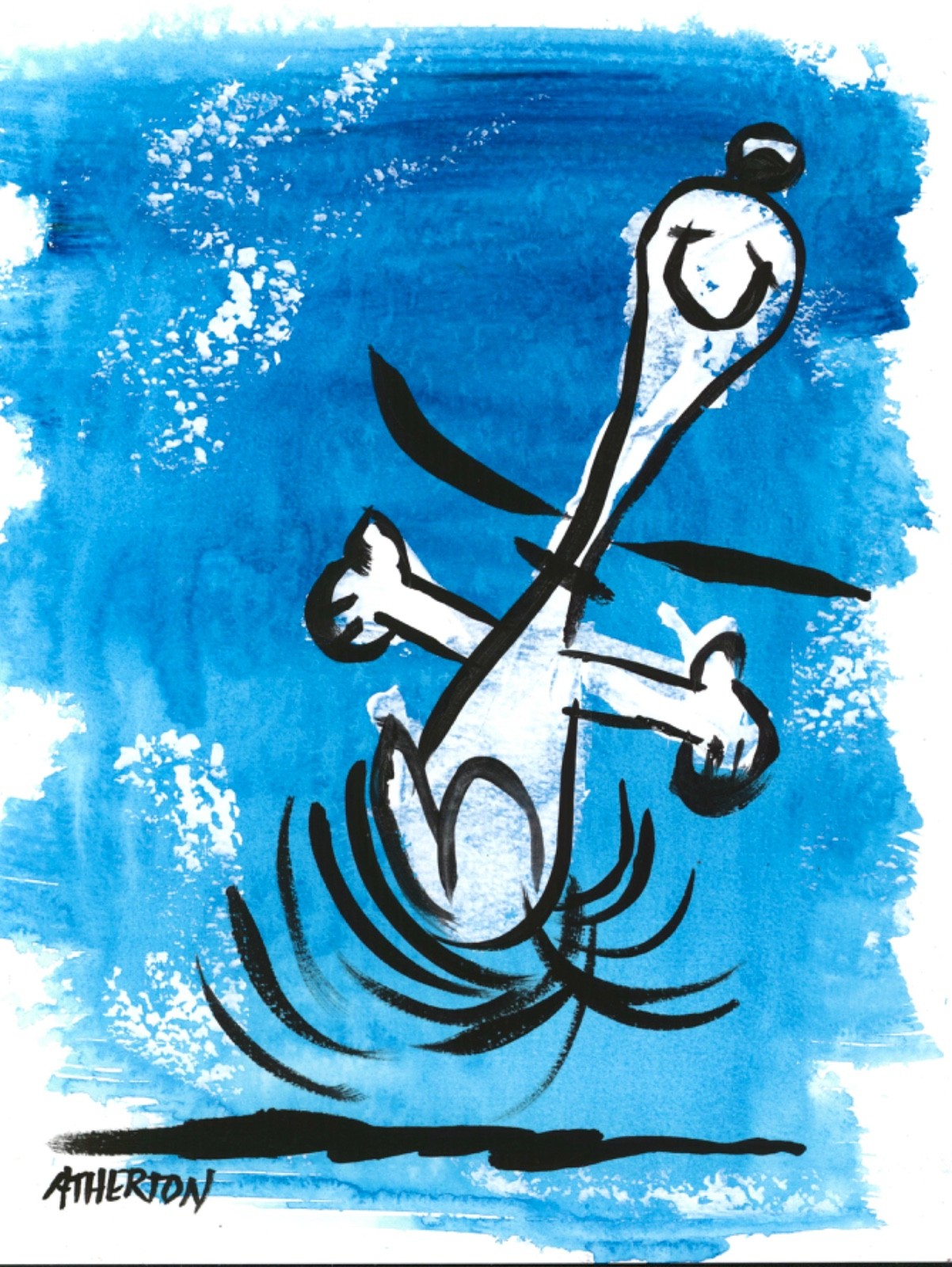 Original Dancing Dog Painting Whimsical Cartoon Art Acrylic «Snoopy Dance 2»