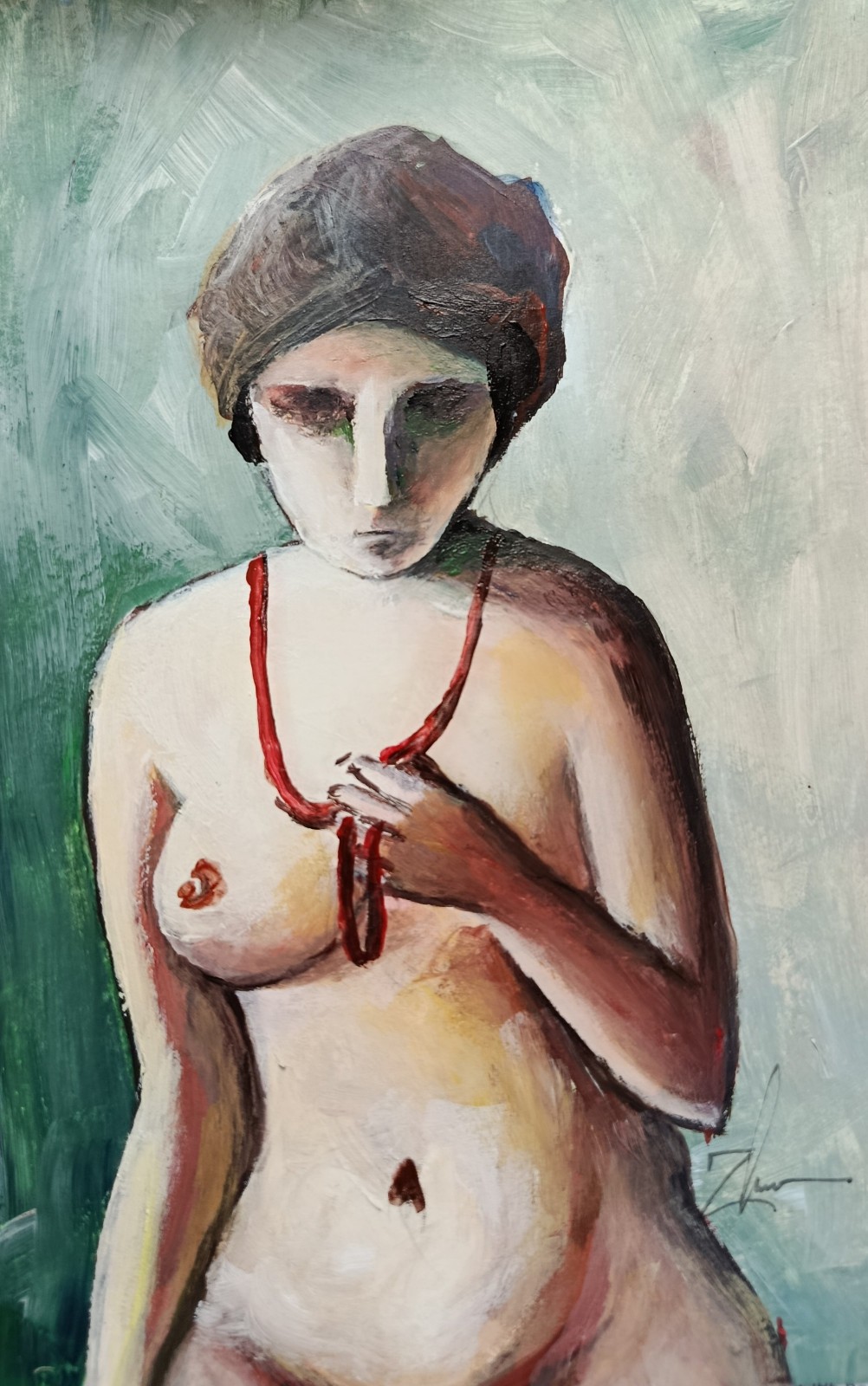 Miniature Acrylic Painting Abstract Expressionist Silent Nude Woman OOAK Art