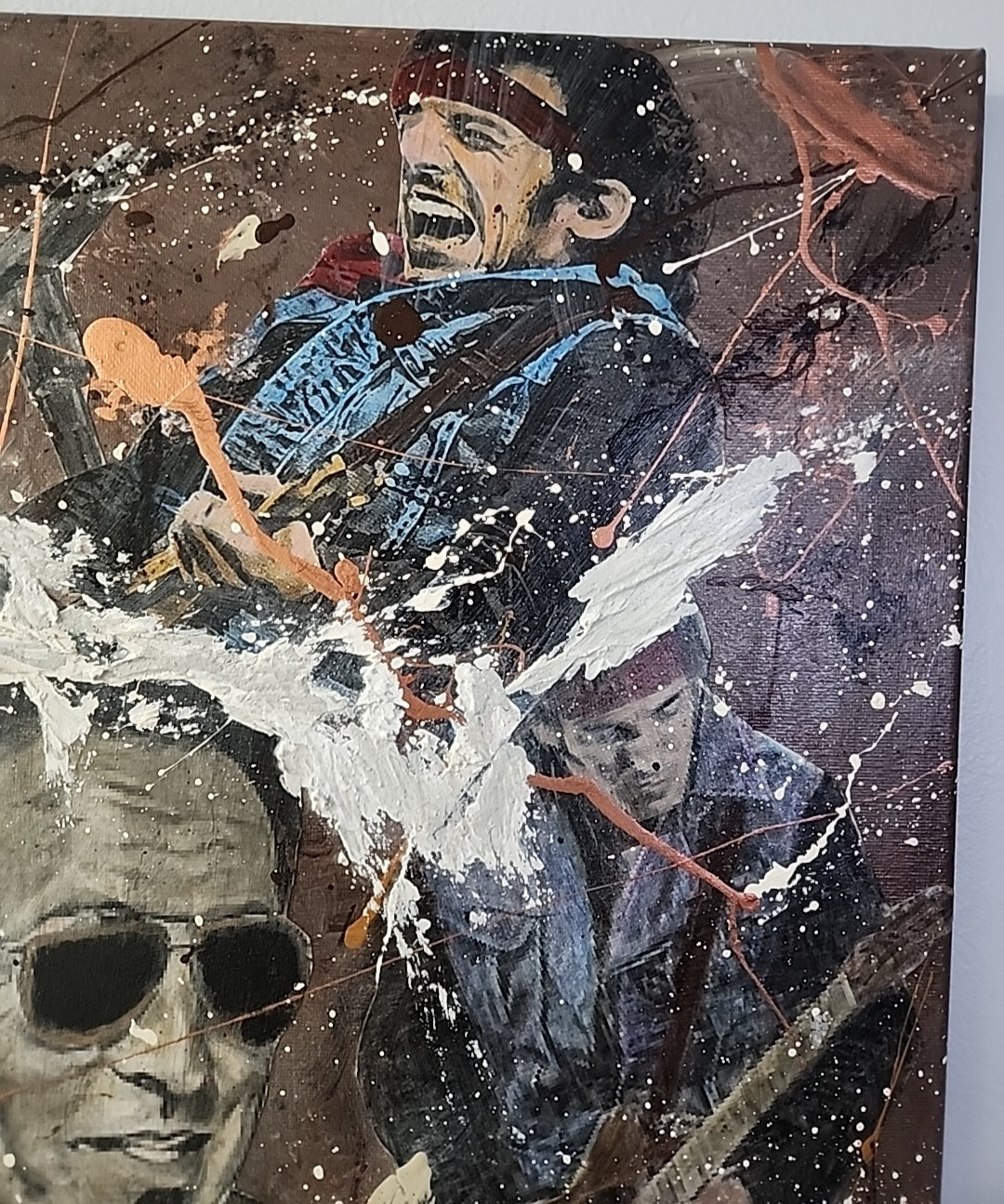 Bruce Springsteen Collage Art Painting Canvas, Signed by Artist, 18×24 Unframed