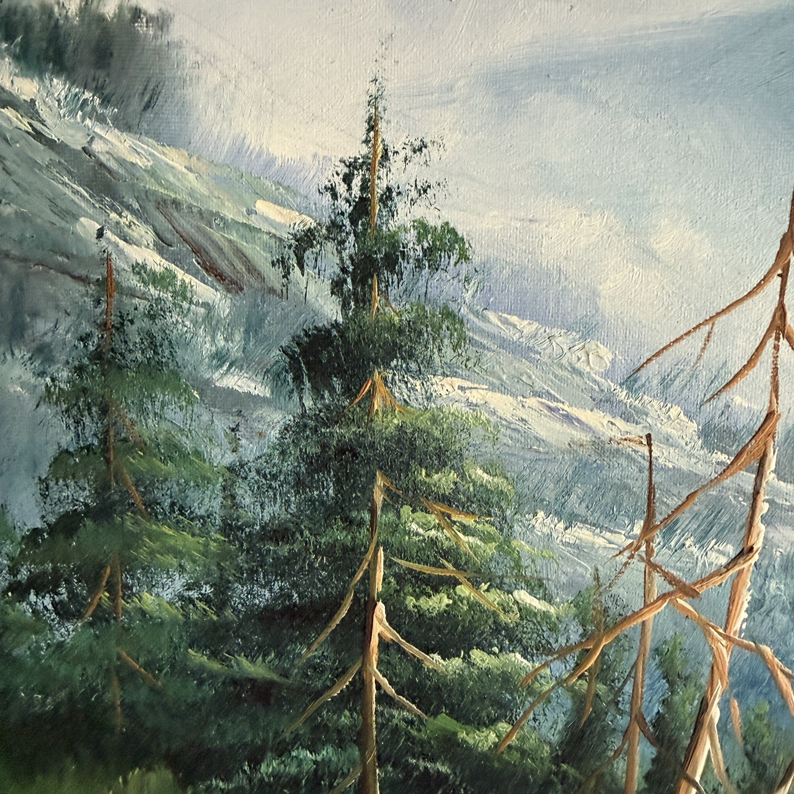 Large Framed Bald Eagle Mountain Lake Painting – Scenic Wildlife Wall Art Decor